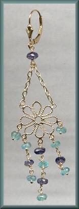 Zoe B Iolite Apatite Chandelier Earrings