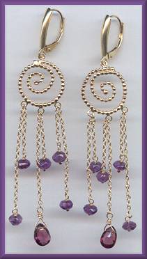 Zoe B 14kt Amethyst Rhodolite Earrings