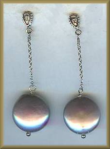Zoe B 14kt White Gold Gray Pearl Earrings