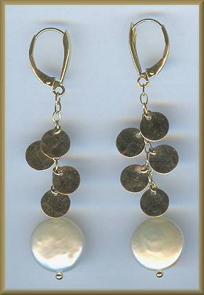 Zoe B 14kt White Coin Pearl Charmed Earrings