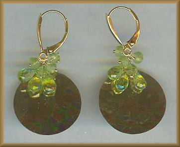 Zoe B Hammered Disk Peridot Earrings